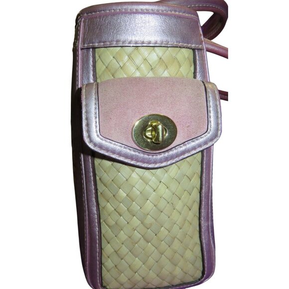 Coach 2004 Limited Edition Straw & Pink Suede Leather Top Handle Tote Satchel - Picture 4 of 11